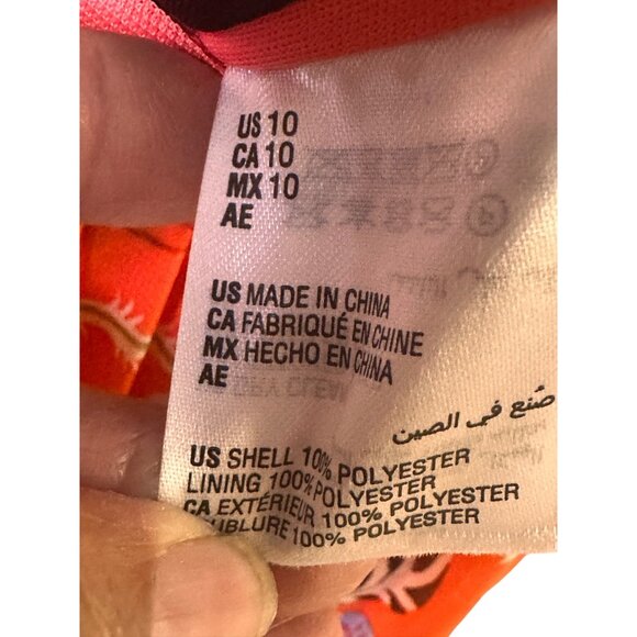 INC Size 10 International Concept Midi Lined Orange Floral Tiered Dress - Picture 8 of 9